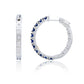 Suzy Levian Sterling Silver Blue Sapphire and Diamond Accent Hoop Earring