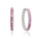 Suzy Levian Sterling Silver Pink Sapphire and Diamond Accent Hoop Earring