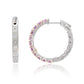 Suzy Levian Sterling Silver Pink Sapphire and Diamond Accent Hoop Earring