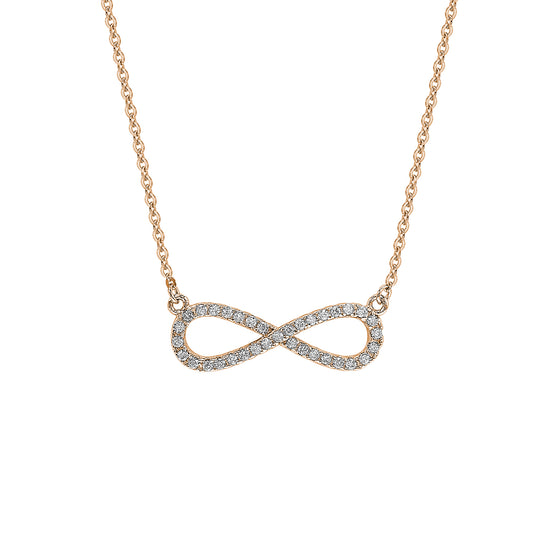 Suzy Levian 14K Rose Gold .20 cttw Diamond Infinity Solitaire Necklace