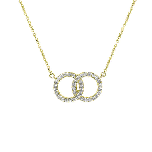 Suzy Levian 14K Yellow Gold .48 cttw Diamond Interlocking Circle Solitaire Necklace