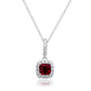 Suzy Levian Sterling Silver Red and White Cubic Zirconia Asscher Cut Pendant