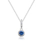 Suzy Levian Sterling Silver Blue Sapphire and diamond accent Pendant Necklace
