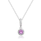 Suzy Levian Sterling Silver Pink Sapphire and diamond accent Pendant Necklace