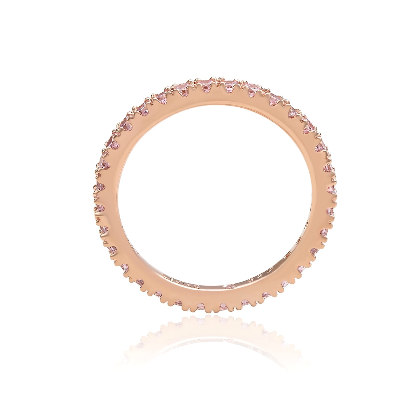 Suzy Levian Rose Sterling Silver Thin Pink Cubic Zirconia Eternity Band