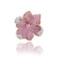 Suzy Levian Sterling Silver Pink Sapphire & Diamond Accent Flower Petal Brooch