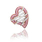 Suzy Levian Sterling Silver Pink Sapphire & Diamond Accent Wrapped Heart Brooch