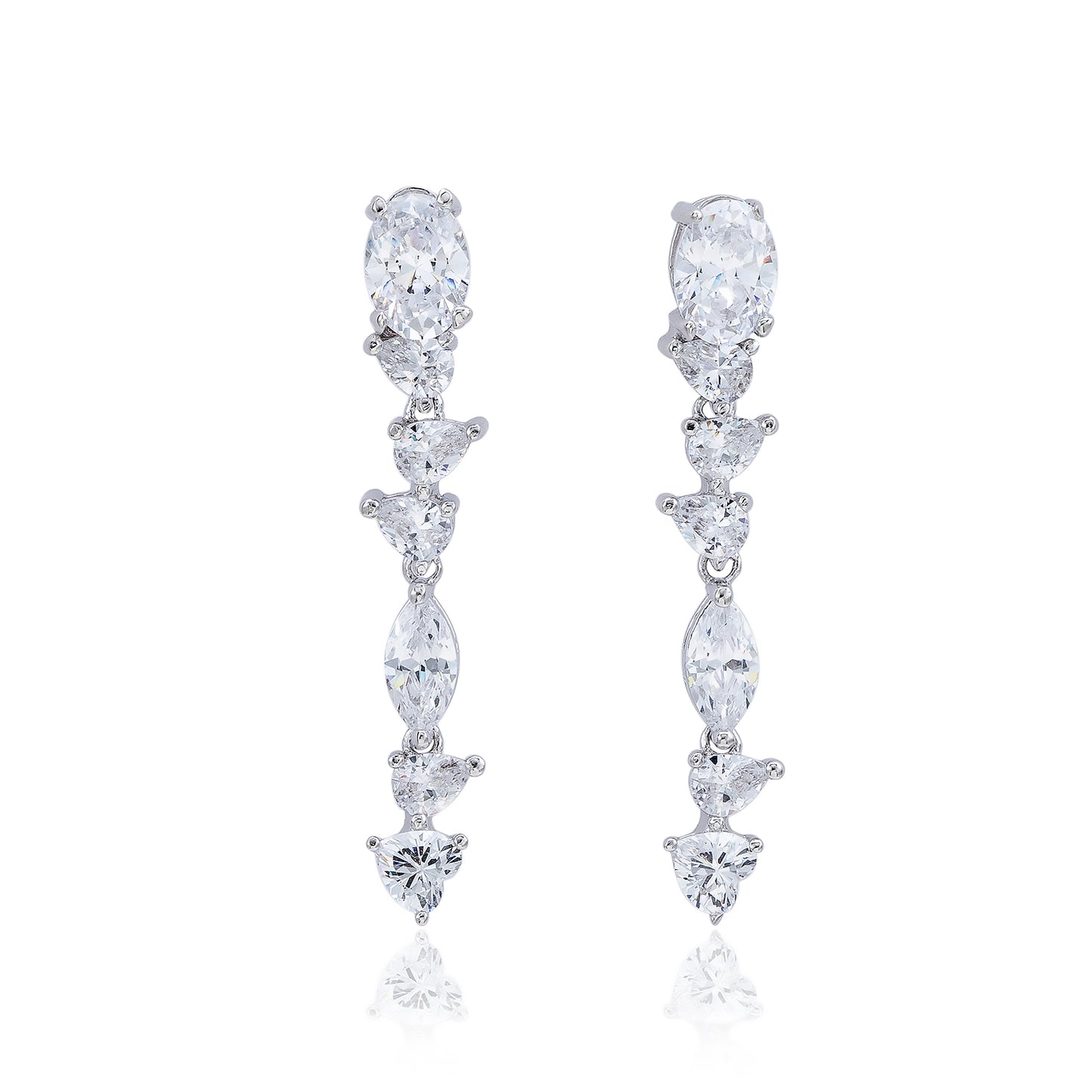 Suzy Levian Sterling Silver White Cubic Zirconia Cluster Dangle Earrings