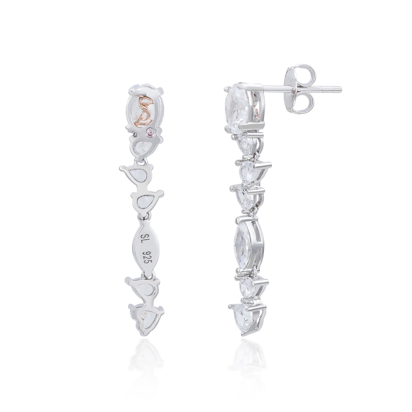 Suzy Levian Sterling Silver White Cubic Zirconia Cluster Dangle Earrings