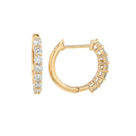 Suzy Levian 14K Yellow Gold & .90cttw White Diamond Huggie Hoop Earrings