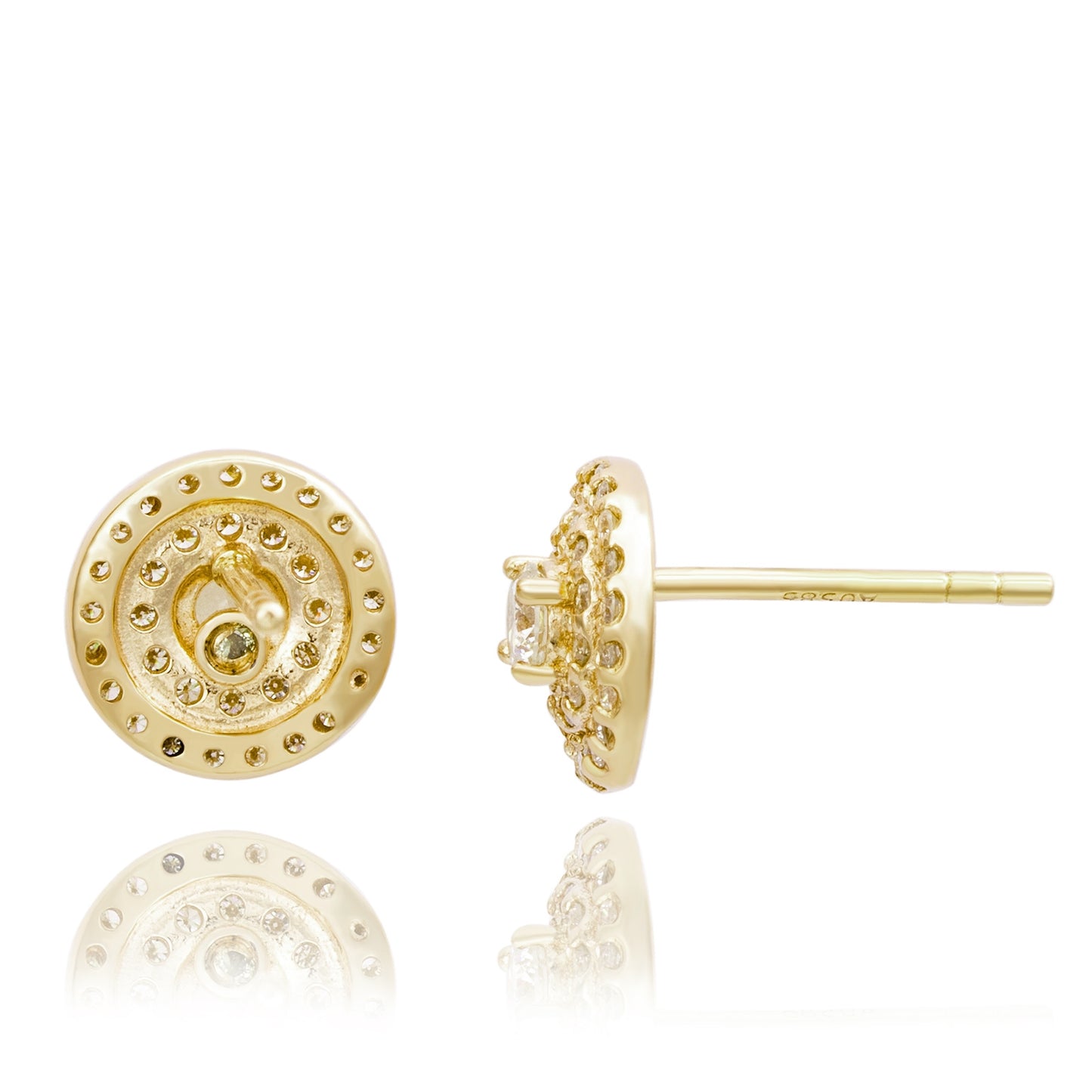 Suzy Levian 14K Yellow Gold & .60cttw Diamond Double Halo Stud Earrings