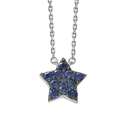 Suzy Levian Sterling Silver Blue Sapphire & Diamond Accent Star Necklace