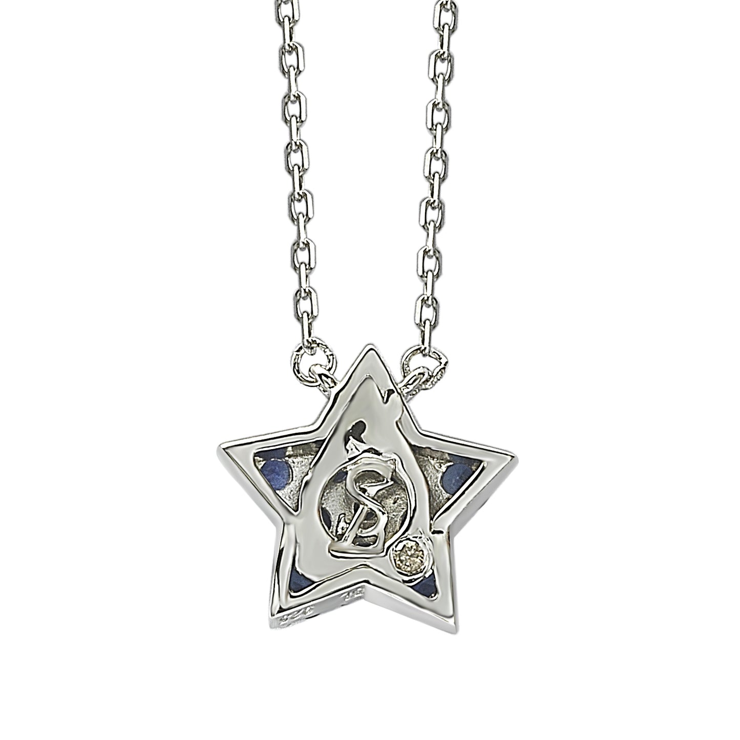 Suzy Levian Sterling Silver Blue Sapphire & Diamond Accent Star Necklace