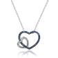 Suzy Levian Sterling Silver Blue & White Sapphire and Diamond Accent Double Heart Pendant