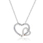 Suzy Levian Sterling Silver Blue & White Sapphire and Diamond Accent Double Heart Pendant