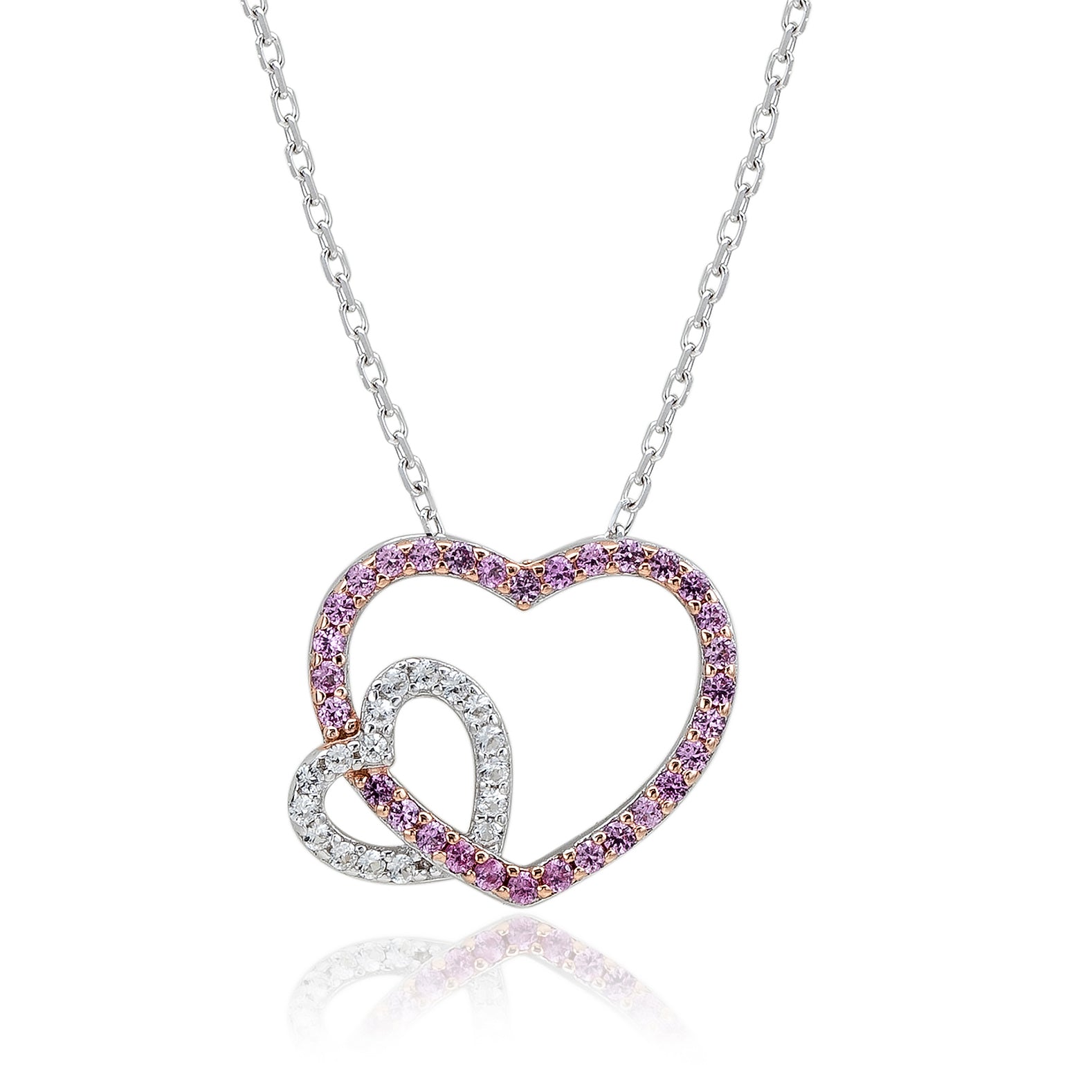 I LOVE NY ネックレス チャーム　シルバー 　SJC サンダンス　925 Suzy Levian Sterling Silver Pink & White Sapphire and Diamond