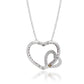 Suzy Levian Sterling Silver Pink & White Sapphire and Diamond Accent Double Heart Pendant