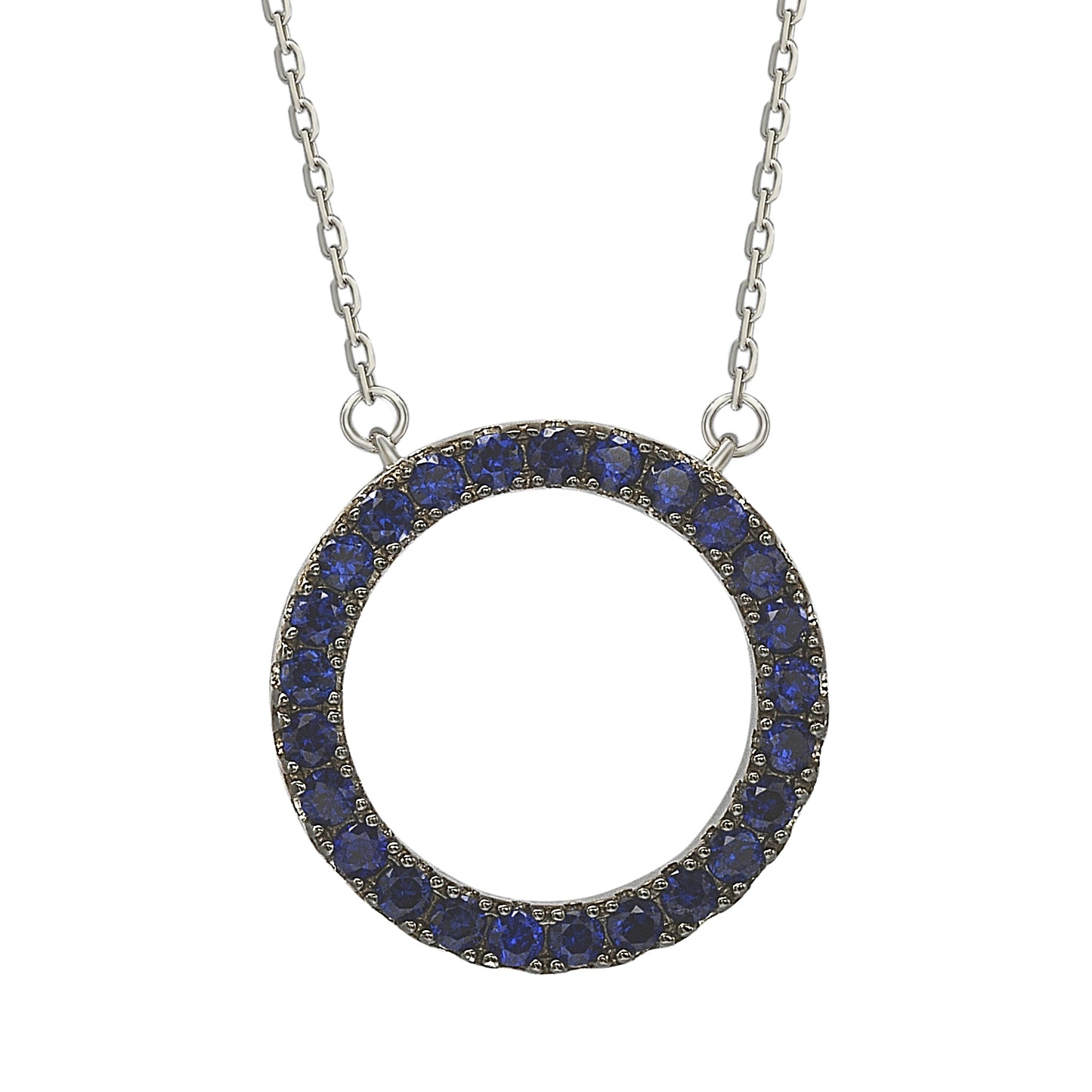 Suzy Levian Sterling Silver Blue Cubic Zirconia Circle Pendant