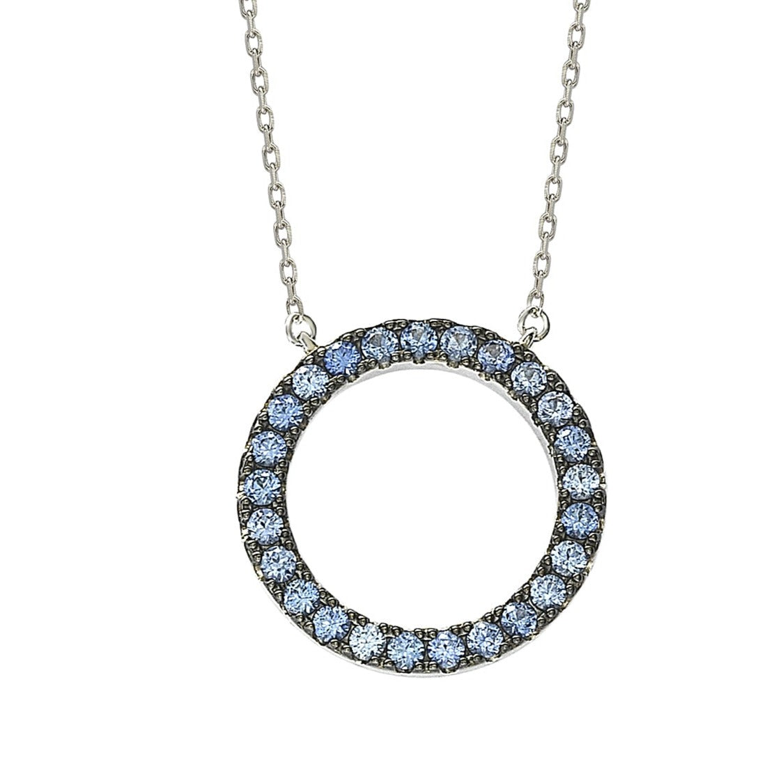 Suzy Levian Sterling Silver Blue Cubic Zirconia Circle Pendant