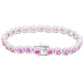 Suzy Levian Sterling Silver Pink Sapphire and Diamond Accent Tennis Bracelet