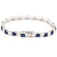 Suzy Levian Sterling Silver Cushion Cut Blue Sapphire and Created White Sapphire Tennis Bracelet