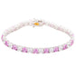Suzy Levian Sterling Silver Cushion Cut Pink Sapphire and Created White Sapphire Tennis Bracelet