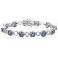 Suzy Levian Sterling Silver Blue Sapphire and Diamond Accent Circle Bracelet