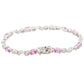 Suzy Levian Sterling Silver Oval-Cut Pink Sapphire And Diamond Accent Tennis Bracelet