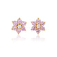 Suzy Levian Yellow Sterling Silver Pink Cubic Zirconia Flower Earrings