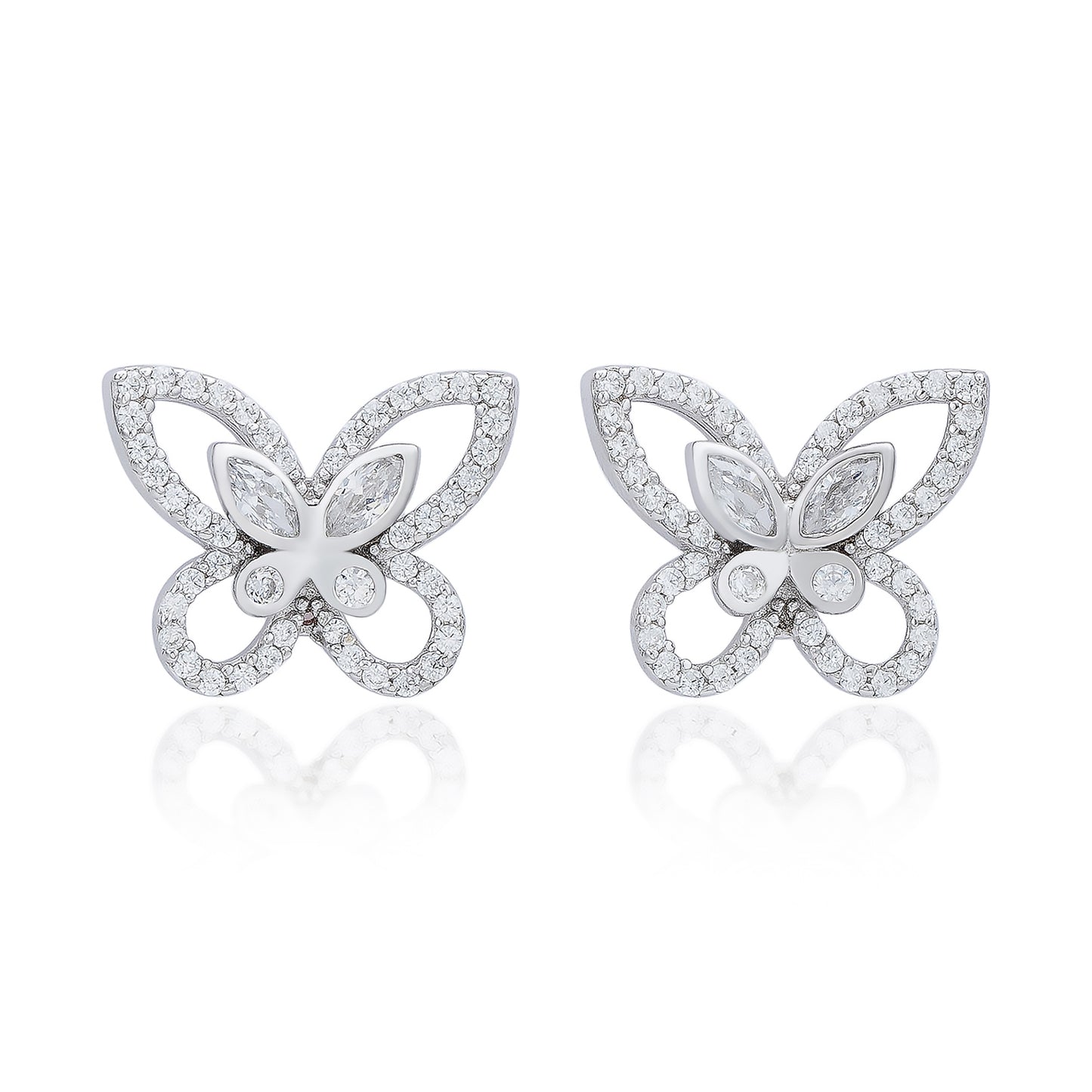 Suzy Levian Sterling Silver & White Cubic Zirconia Butterfly Earrings