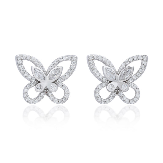 Suzy Levian Sterling Silver & White Cubic Zirconia Butterfly Earrings