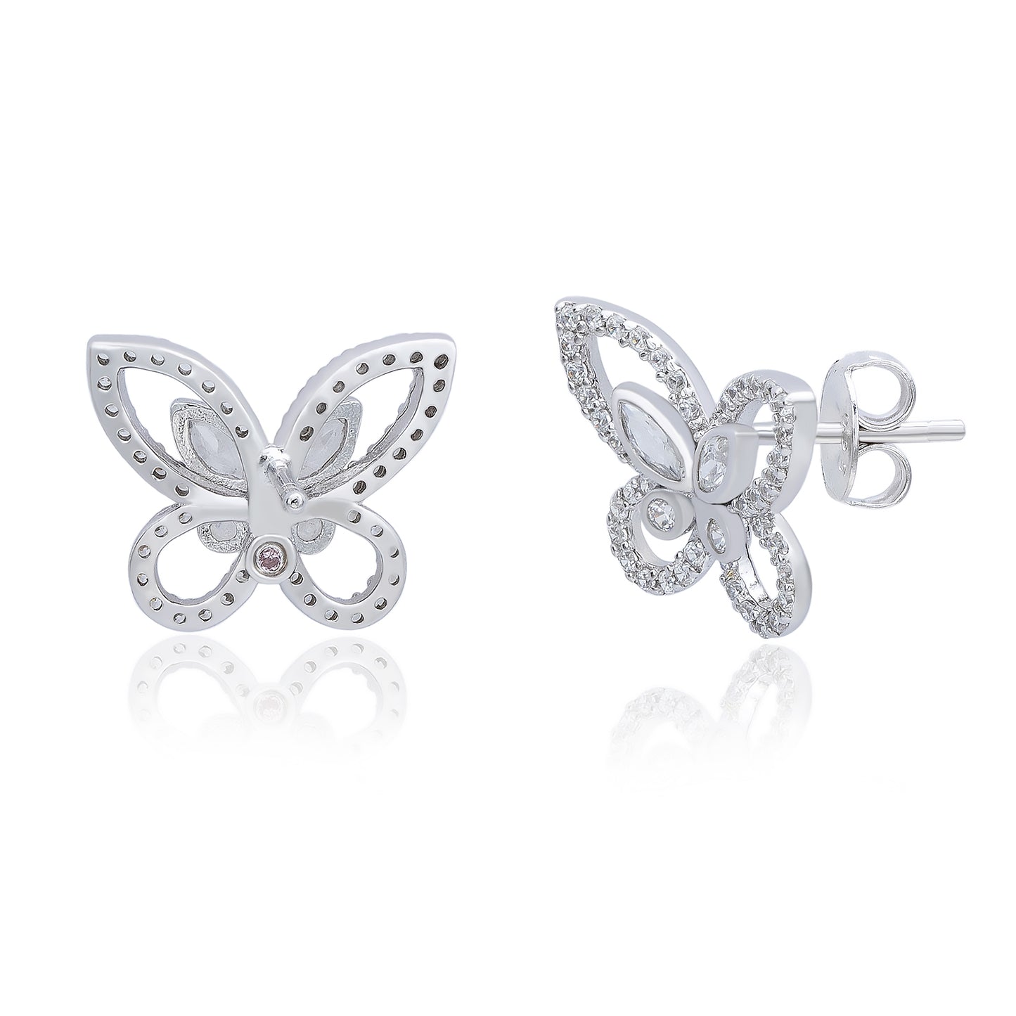 Suzy Levian Sterling Silver & White Cubic Zirconia Butterfly Earrings