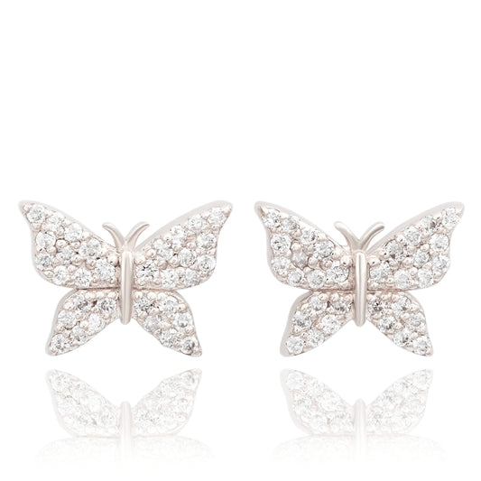 Suzy Levian 14K White Gold & .35cttw Diamond Pave Butterfly Earrings