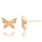 Suzy Levian 14K Yellow Gold & .35cttw Diamond Pave Butterfly Earrings