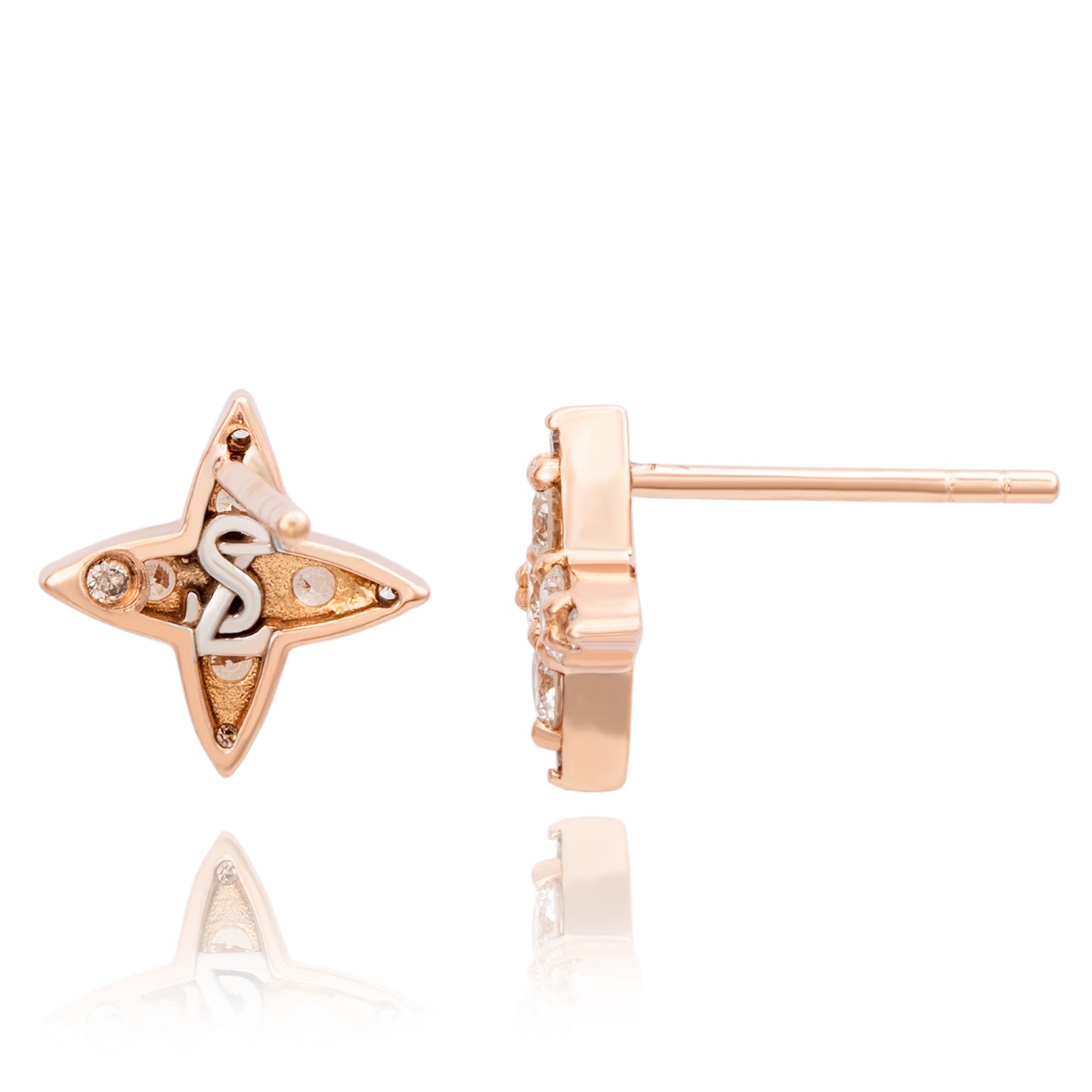 Suzy Levian 14K Rose Gold .55cttw Diamond Abstract Star Stud Earrings