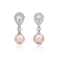 Suzy Levian Sterling Silver Pink Pearl & Pear Shape White Sapphire Earrings