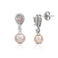 Suzy Levian Sterling Silver Pink Pearl & Pear Shape White Sapphire Earrings