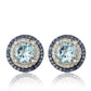 Suzy Levian Sterling Silver Round Cut Blue Topaz And Sapphire Accent Stud Earrings