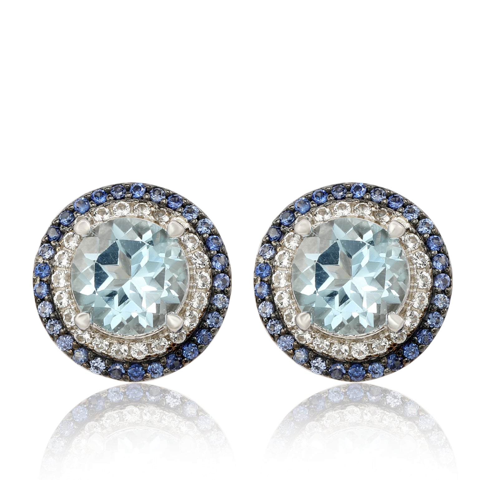 Suzy Levian Sterling Silver Round-Cut Cubic Zirconia Earring Studs