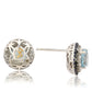 Suzy Levian Sterling Silver Round Cut Blue Topaz And Sapphire Accent Stud Earrings