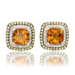 Suzy Levian Sterling Silver Cushion Cut Orange Citrine And Sapphire Accent Stud Earrings