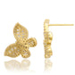 Suzy Levian Yellow Sterling Silver & White Cubic Zirconia Round And Baguette Cut Butterfly Earrings