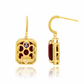 Suzy Levian Yellow Sterling Silver Emerald Cut Red White Cubic Zirconia Halo Dangling Earrings