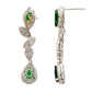 Suzy Levian Sterling Silver Green and White Cubic Zirconia Pear Marquise Shapes Drop Earrings