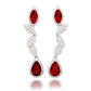 Suzy Levian Sterling Silver Red and White Cubic Zirconia Pear Marquise Shapes Drop Earrings