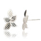 Suzy Levian Sterling Silver Cubic Zirconia White & Black Flower Petal Earrings