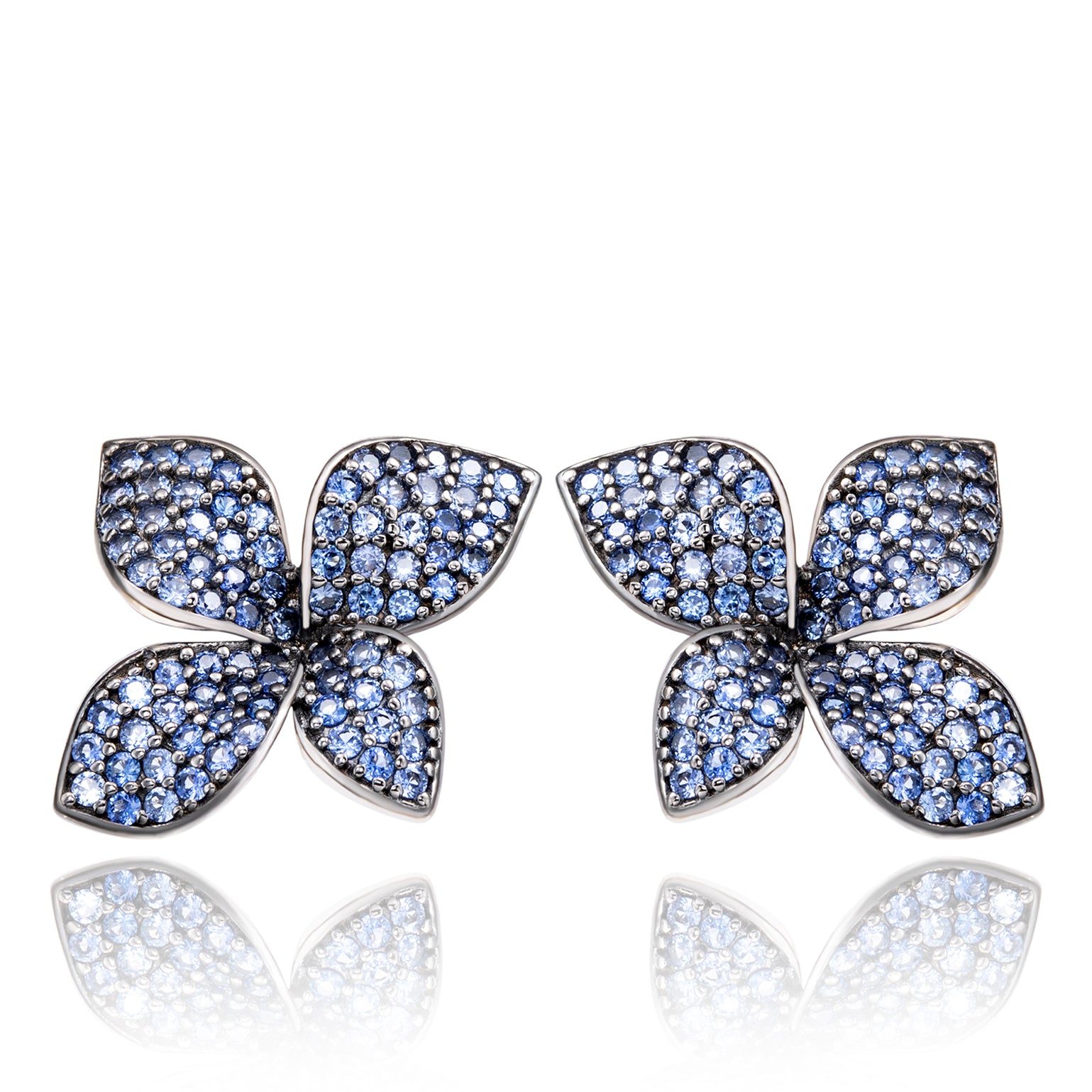 Classy flower seven blues sapphire in store sliver earring