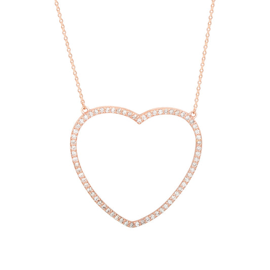 Suzy Levian 14K Rose Gold & .70cttw Diamond Large Heart Pendant