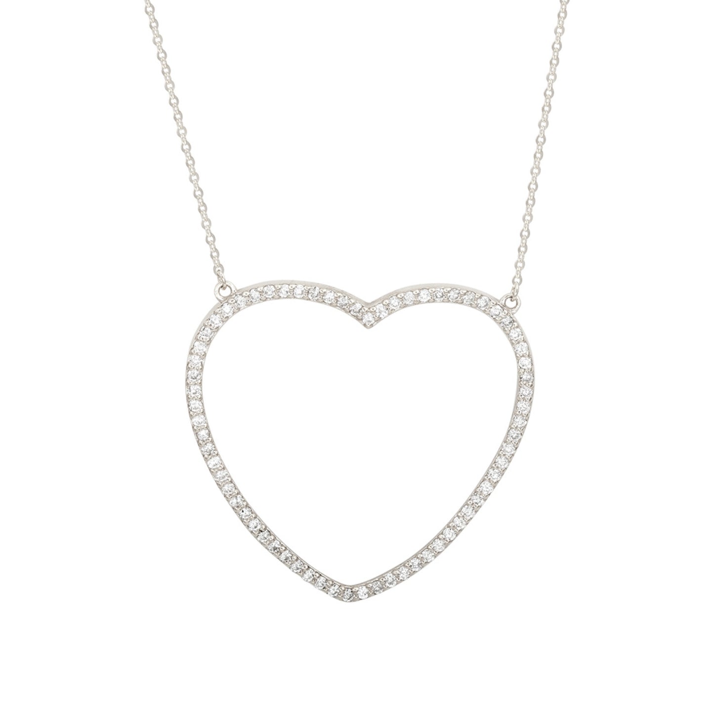 Suzy Levian 14K White Gold & .70cttw Diamond Large Heart Pendant