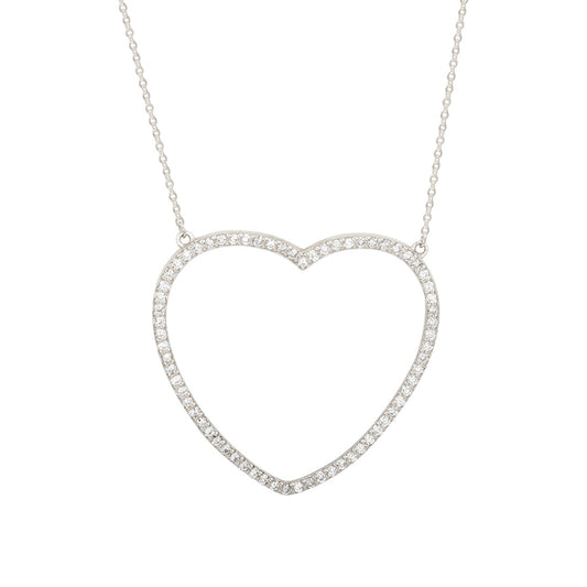Suzy Levian 14K White Gold & .70cttw Diamond Large Heart Pendant